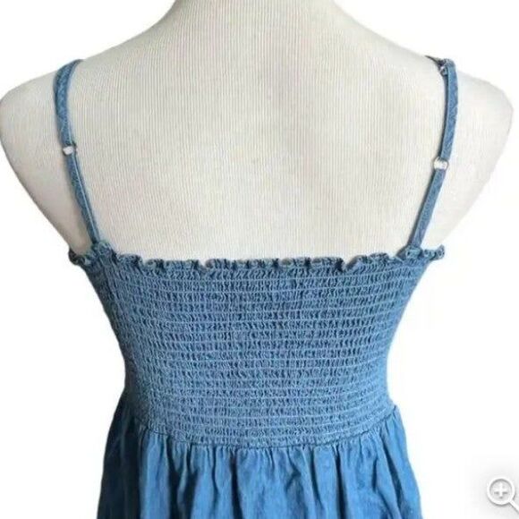 japna Blue cotton denim sundress summer mini dress button down front small xs s - Picture 3 of 9